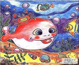 海底世界儿童画：可爱的鲸鱼