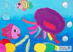 海底世界儿童画：可爱的章鱼