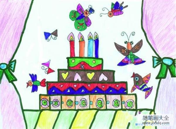 创意生日蛋糕儿童画图片