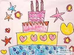 漂亮的生日蛋糕儿童画图片