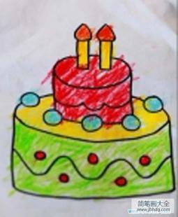 小生日蛋糕儿童画作品