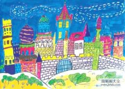 幼儿获奖城堡水彩画作品欣赏