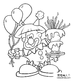 节日小丑和蛋糕