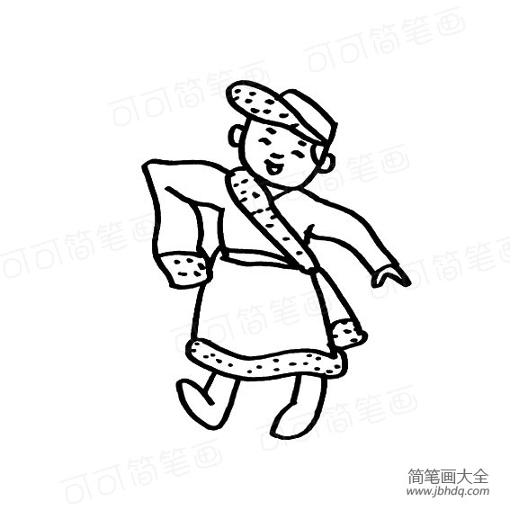卡通人物简笔画_藏族人物画法少数民族