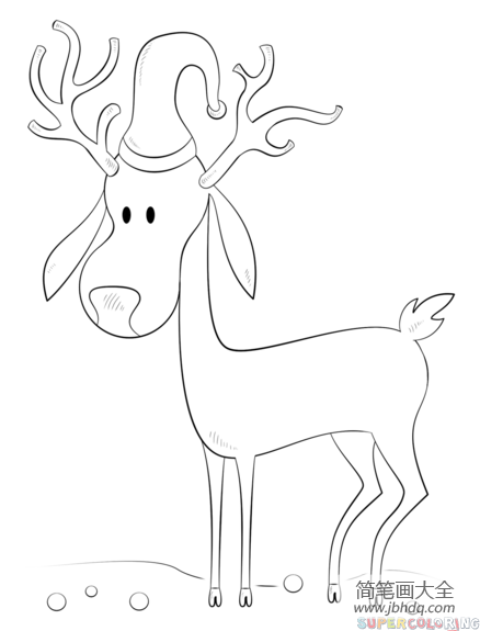 如何画卡通圣诞驯鹿