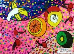 切开的水果儿童画水彩画作品