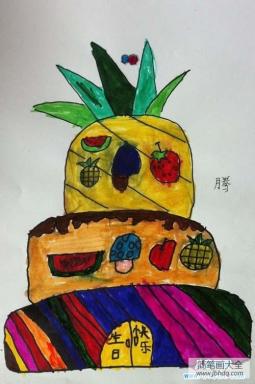 水果生日蛋糕儿童画图片