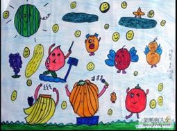 幼儿园大班水果世界儿童画作品