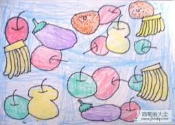 少儿好吃的水果儿童画蜡笔画作品大全