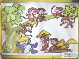 许多的猴子在树上儿童画画图片