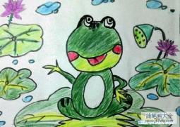 少儿夏天的青蛙儿童画图片