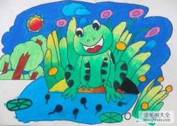 小学生可爱青蛙儿童画图片