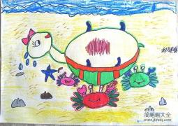 翻倒的乌龟和螃蟹儿童画图片