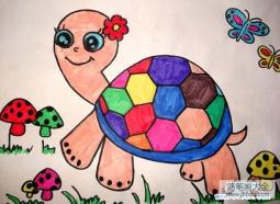 幼儿卡通雌性乌龟儿童画作品大全