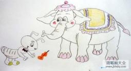 优秀大象儿童画作品：大象与蚂蚁