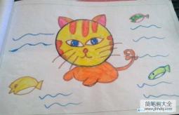 小学生猫儿童画作品欣赏