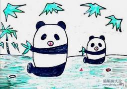 关于熊猫的儿童画画作品