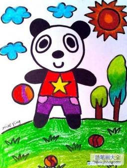 幼儿园学前班熊猫儿童画图片