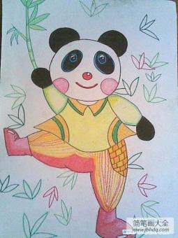 好看的熊猫儿童画彩色铅笔画作品大全