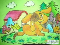 漂亮的大黄狗儿童画图片