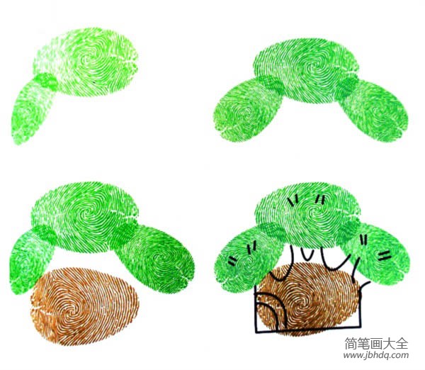 手指印画图片大树的画法