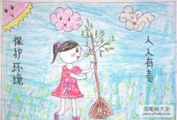 保护环境人人有责儿童画蜡笔画图片