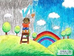 构思新颖的保护环境儿童画画作品欣赏：刷出一片蓝