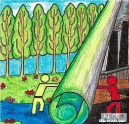 少年儿童关于环保主题儿童画图片：保护森林资源