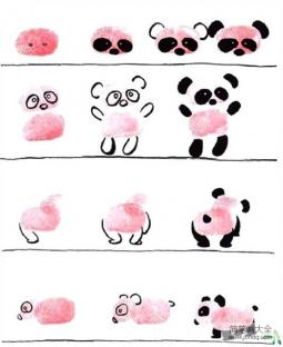 创意指印画熊猫