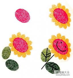 幼儿美术作品创意指印画向日葵