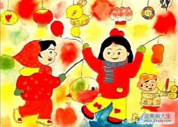 儿童关于春节过年的儿童画图片：提灯笼