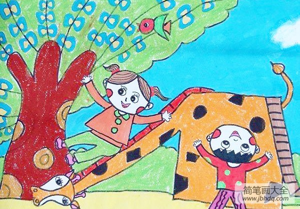 儿童画春天的图画绘画作品
