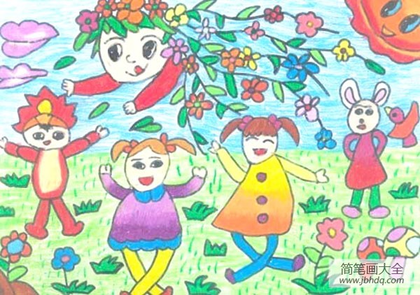 春天的图画儿童画作品欣赏