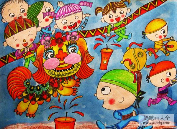 2017关于春节儿童画作品欣赏