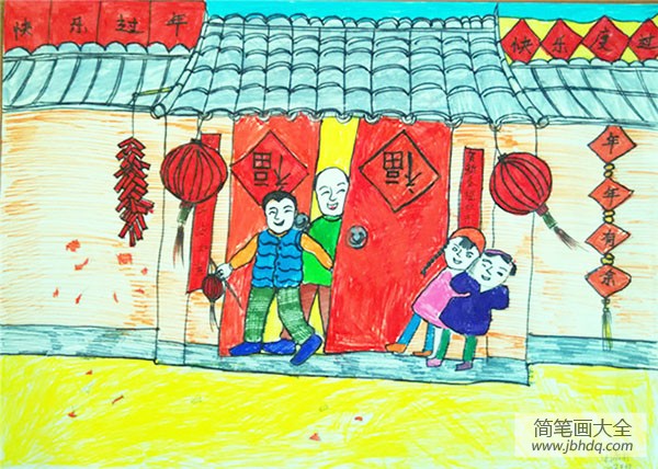 2017喜迎新春儿童画的绘画作品欣赏