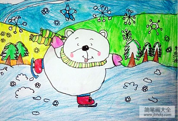 关于冬天的儿童画作品欣赏