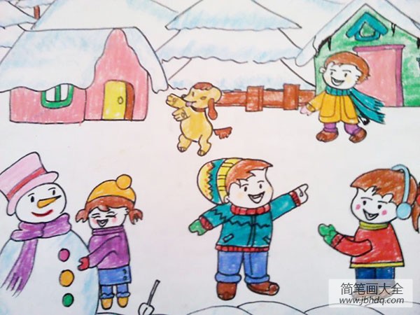 冬天儿童画作品欣赏