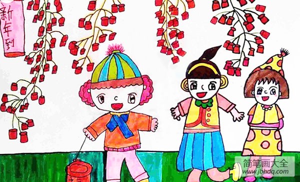 小学生春节的绘画作品