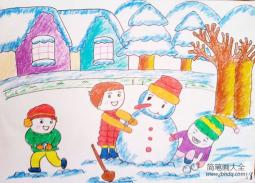 关于冬天的儿童画作品欣赏