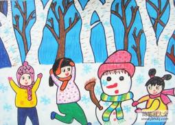 冬天儿童画作品欣赏