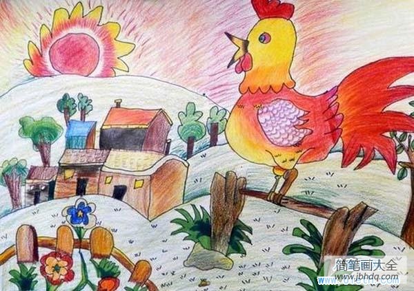 鸡年画鸡儿童画作品