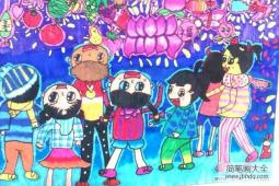小学三年级元宵节儿童绘画图片：花灯展