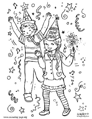 孩子庆祝新年简笔画图片