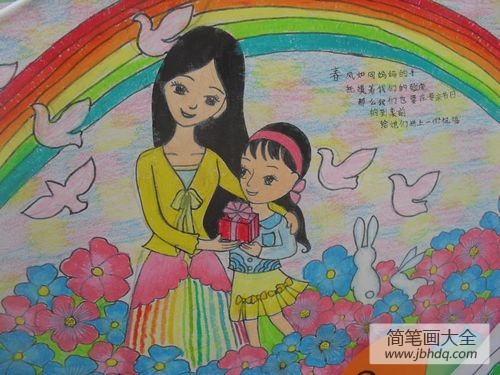 关于妇女节的儿童画-送礼物给妈妈