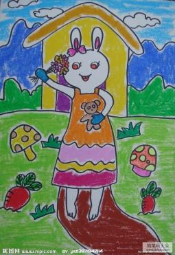 关于妇女节的儿童画-小兔子准备的礼物