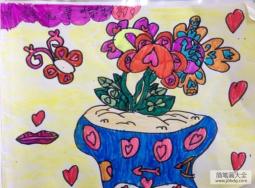 幼儿园三八妇女节画作品之一盆鲜花