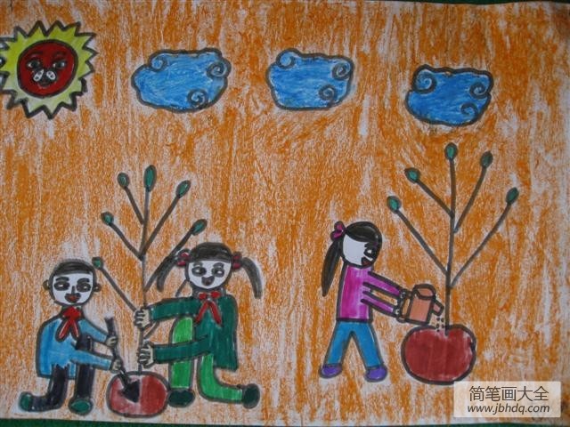 植树节儿童画大全-我们期待绿水青山