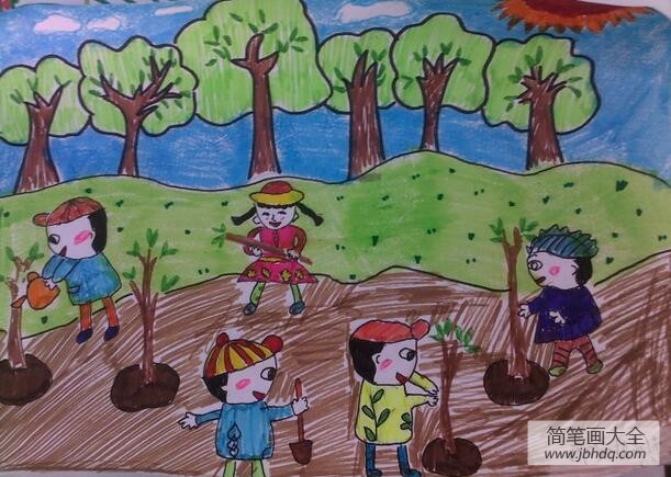 儿童植树节主题绘画之我们的植树节