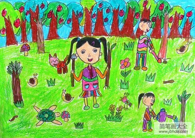 令人快乐的植树节儿童画植树节图片赏析