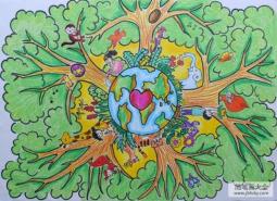 让世界充满绿色小学生植树节画画图片